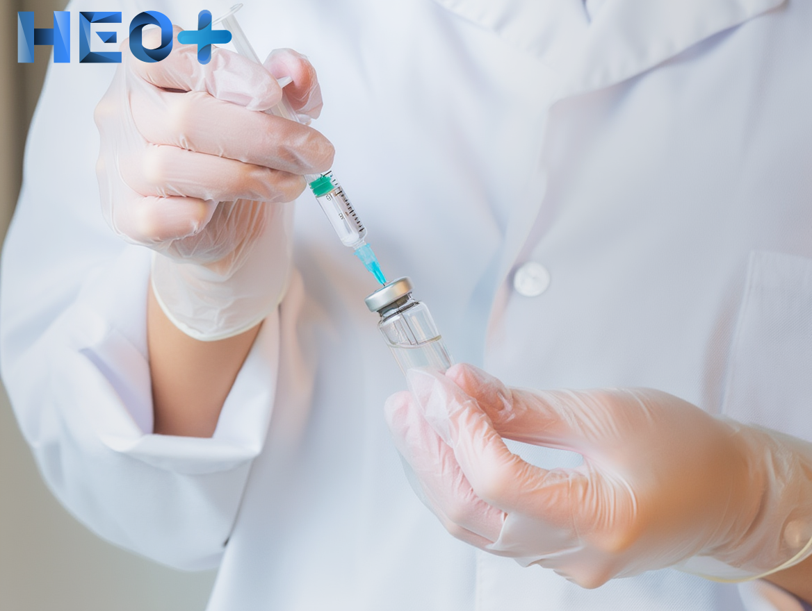 Врач вводит препарат в шприц из ампулы